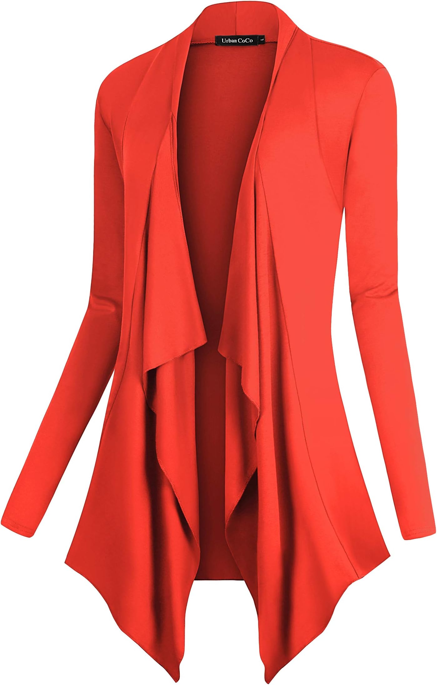 Urban CoCo Women's Drape Front Open Cardigan Long Sleeve Irregular Hem