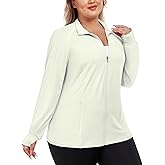 FOREYOND Womens Plus Size UPF 50+ Sun Protection Jacket Lightweight Zip Up Hoodie Cooling Long Sleeve Sun Shirts Workout