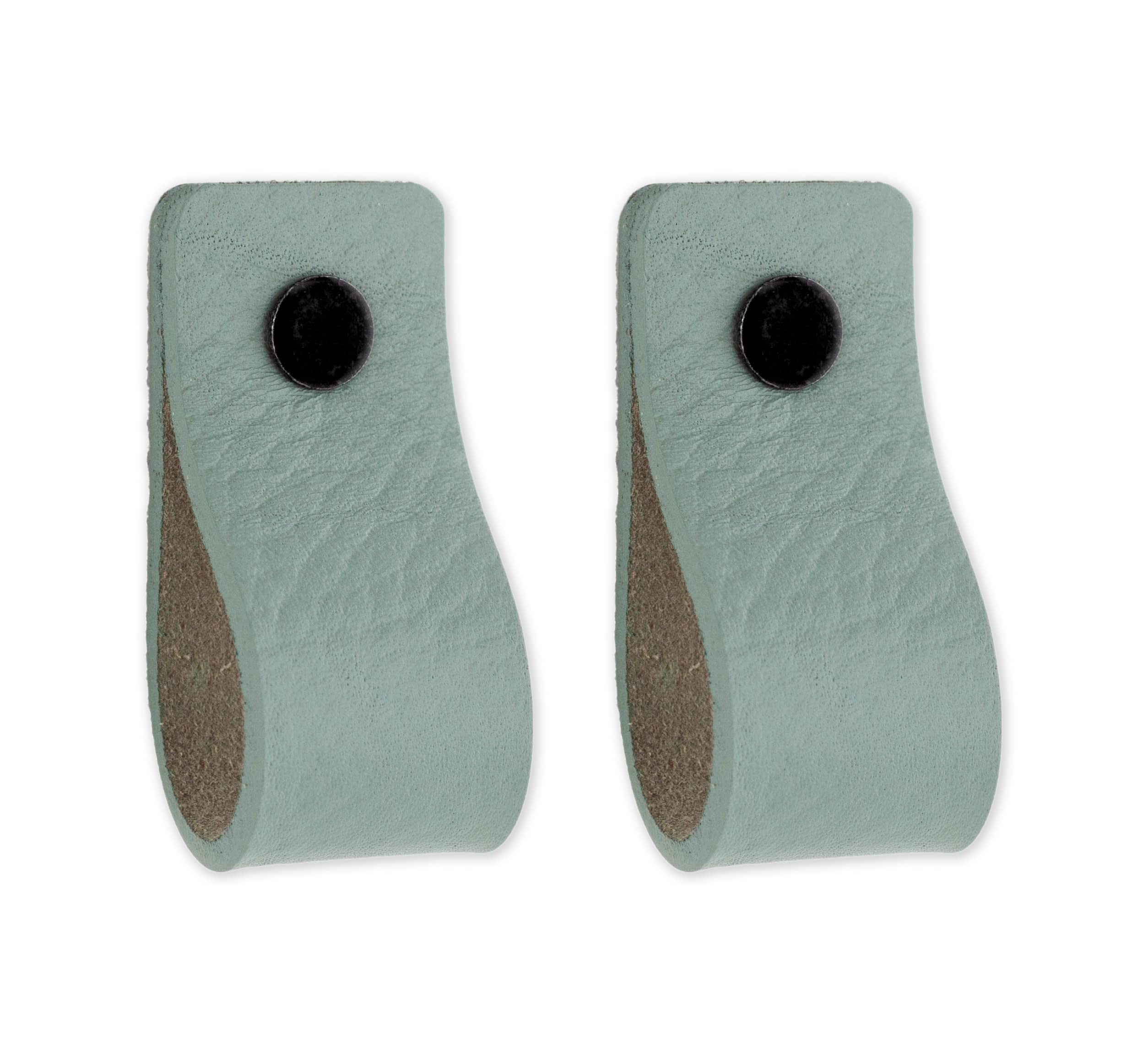 Brute Strength - Leather Cabinet Handles - Pale Green - 2 Pack - 12.5 x 2.5 cm - Industrial Style - Ergonomic & Safe for Kids