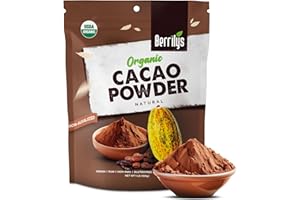 Berrilys Cacao Powder, USDA Certified Organic, Non-alkalized, Natural Cocoa, Super Food, Intense Flavor, Nutrient-rich, Vegan, Raw, Perfect for Smoothies, Baking, Beverages & Rejuvenation - 16 oz