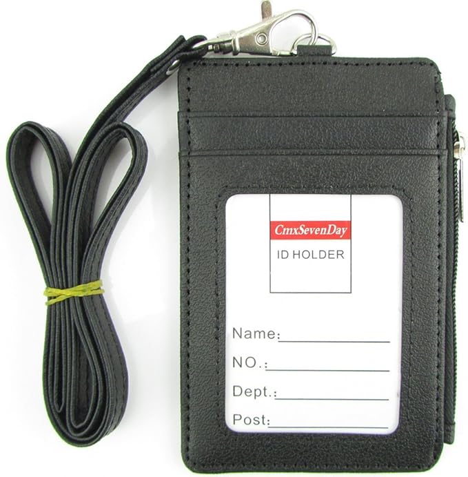 PU Leather Badge Wallet Credential Holder Case With ID Window, 4