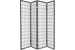 Legacy Decor 4 Panels Room Divider - Portable & Foldable Freestanding Room Privacy Screen - 6ft Tall Shoji Style Dressing Screen - Temporary Wall Partition for Home, Office & Studio - Black