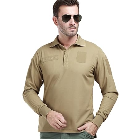 FREE SOLDIER Herren Langarm Polo T-Shirt Taktisches Schnelles Trockenes UV Schutz Atmungsaktivem Poloshirt