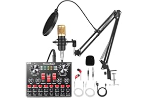 Condenser Microphone, ALPOWL Condenser Microphone Bundle with V8s Live Sound Card for Live Streaming, Singing, YouTube, Gamin