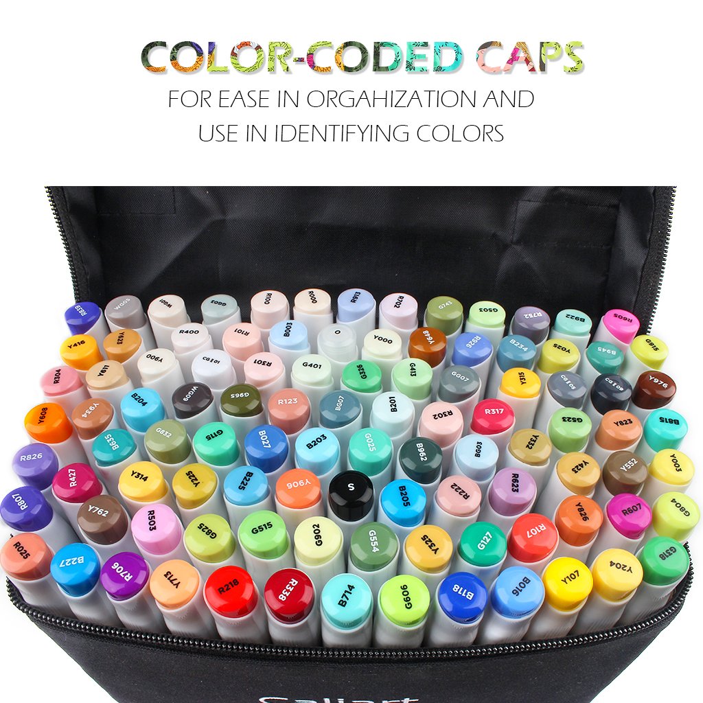 Caliart 100 Colors Artist Alcohol Based Markers Dual Tip Art Markers