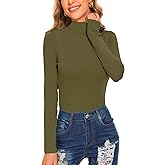 Women's Long Sleeve Mock Turtleneck Tops Casual Slim Fitted Lightweight Under Layer Pullover Shirts
