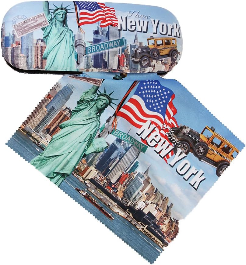New York Glasses Case Set with Microfibre Velour Lining