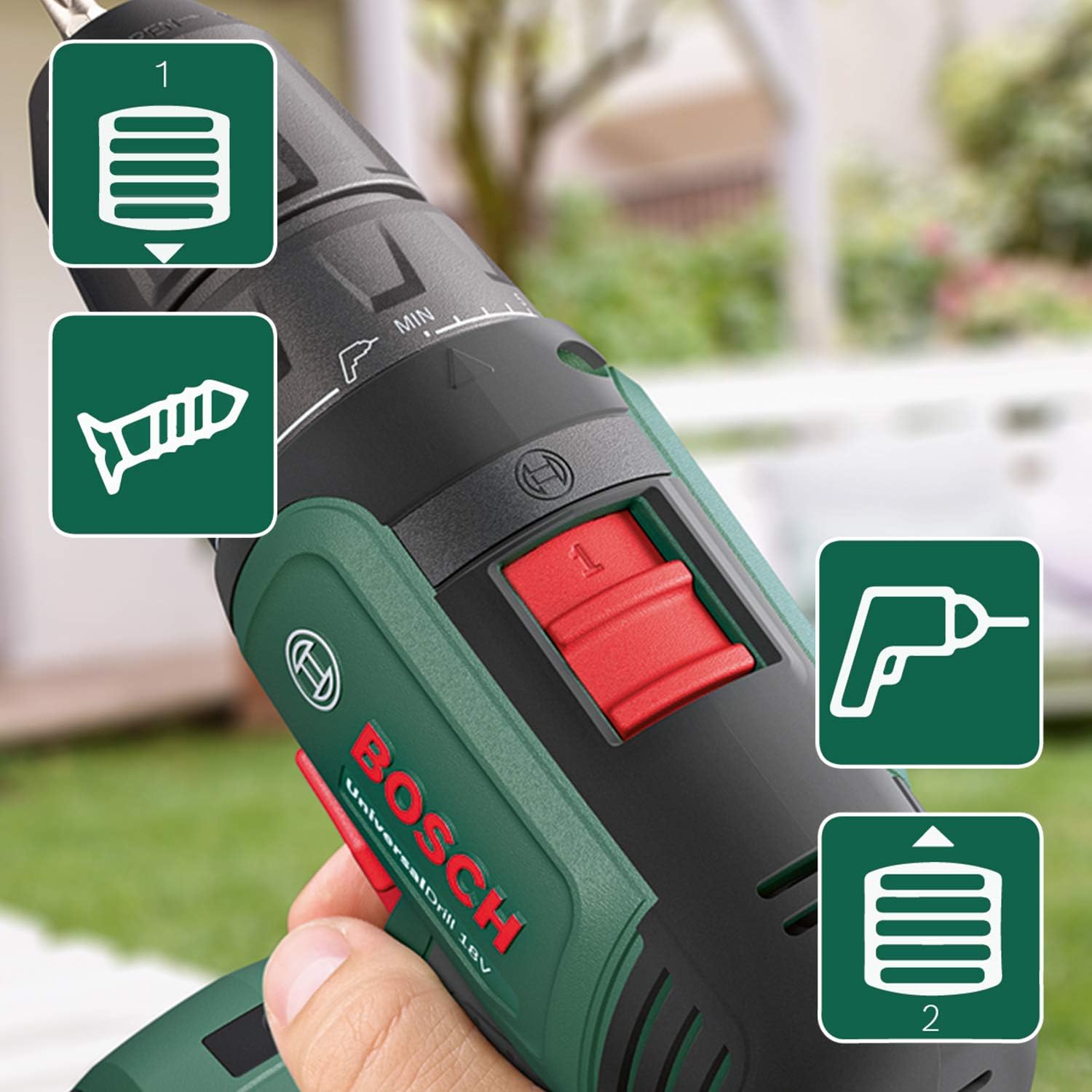 Bosch Home and Garden Cordless Drill UniversalDrill 18V (1 Battery, 18 Volt System, in Carrying case), Black - Image 4