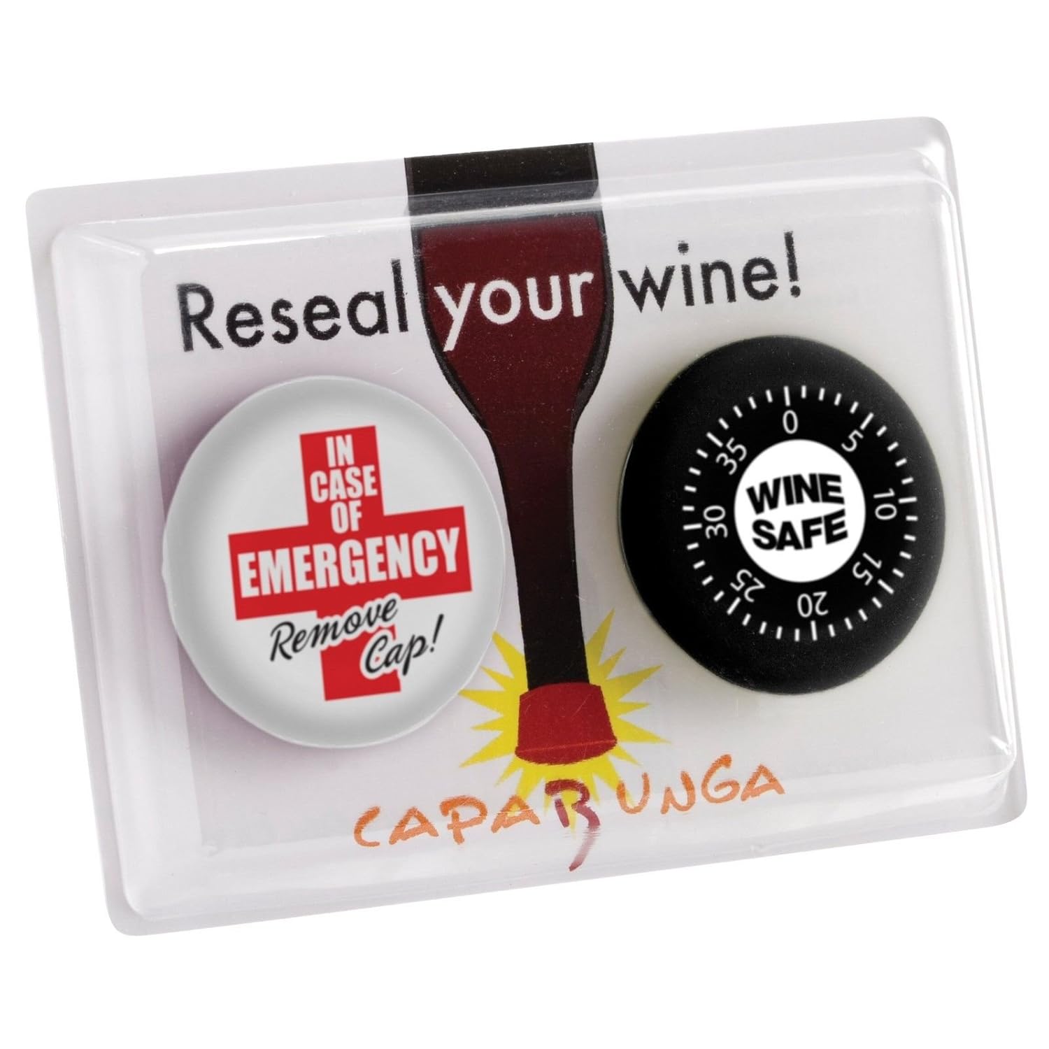 Capabunga Novelty Wine Bottle Stopper Caps/Plugs Fun Gift Set (2 Pack