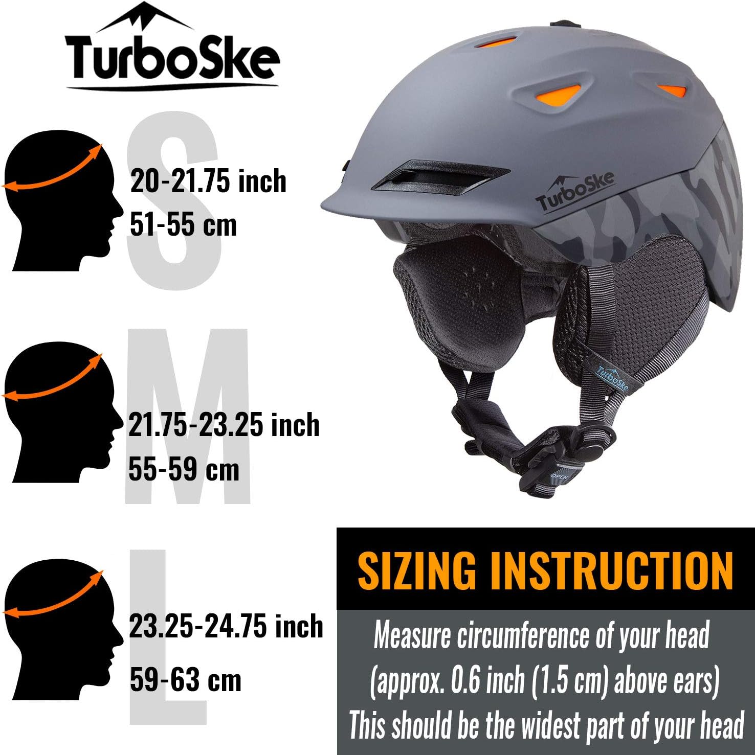 TurboSke Ski Helmet Snowboard Helmet - Active Ventilation Audio Compatible Snow Sports Luxury Helmet with ASTM Certified Safety for Men Women and Youth: Sports & Outdoors