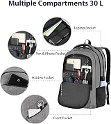 MATEIN 17 Inch Laptop Backpack Water Resistant Anti Theft TSA USB Port Grey view 5