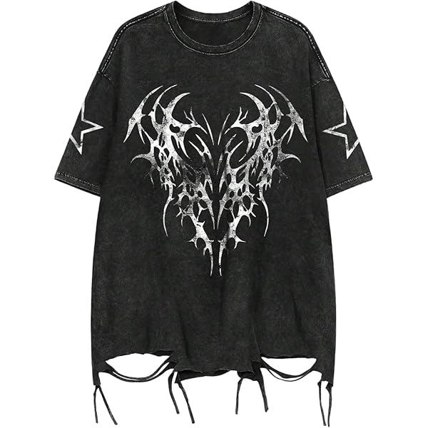 Men Y2K Gothic Cross T-Shirt Grunge Dark Academia Graphic Tee