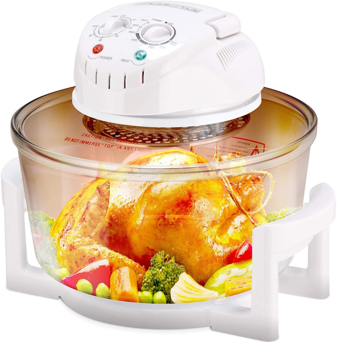 COSTWAY Halogenofen Heissluftofen Halogenoven Heißluftgrill mit Erweiterungsring 17 L / 1400W / Timer / 65 °C– 250 °C