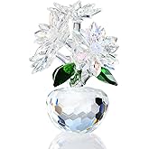 Arikyrist Crystal Clear Daisy Figurine Gifts for Women Friends Glass Daisy Flowers for Home Office Tabletop Centerpieces Decor