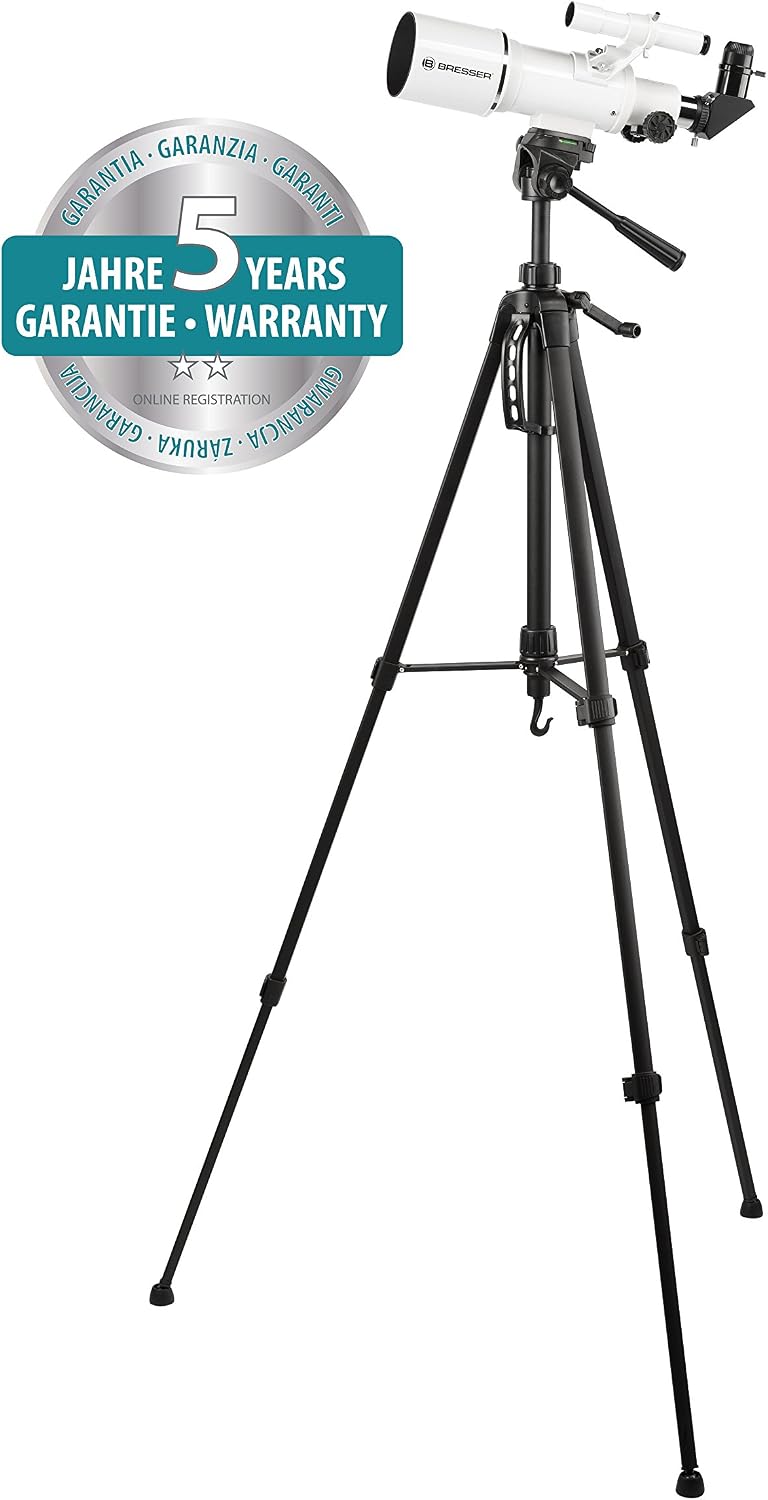 Bresser Classic 70/350 Refractor Telescope with Aluminium Mount and Smartphone Holder White - Image 5