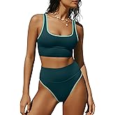 ANRABESS Women's High Waisted Bikini Sets Two Piece Tummy Control Swimsuits High Cut Summer Beach Vacation Bathing Suits