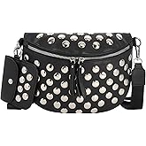 Women Rivet Faux Leather Fanny Pack Waist Bag Chest Bag Crossbody Shoulder Bag