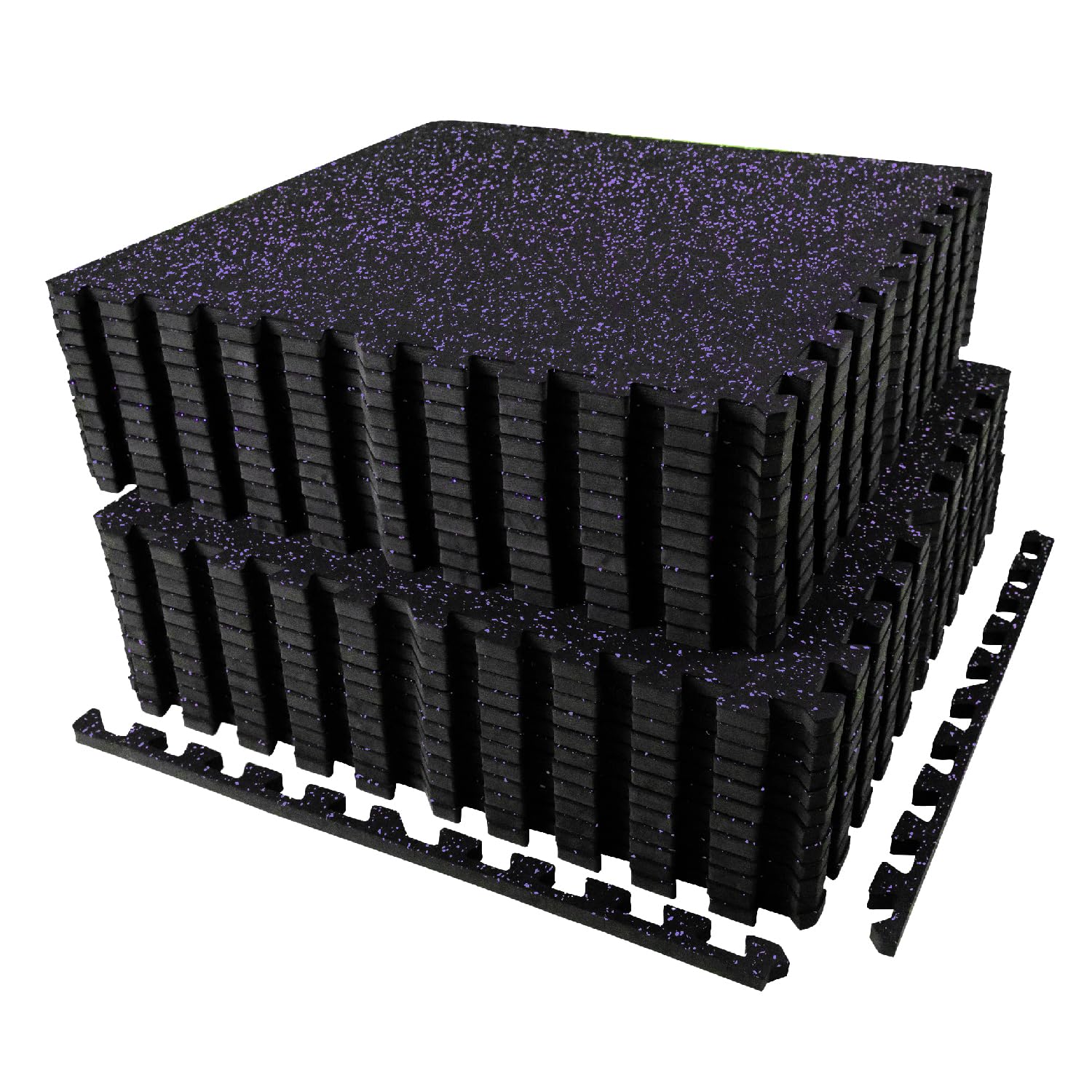 AIRHOP 0.56in Thick 96 Sq Ft Exercise Equipment Mats, 24 Tiles Upgraded Rubber Top with High Density EVA Foam, Large Interlocking Puzzle Gym Flooring for Home Gym, Heavy Weight Workout, 24 x 24in Image