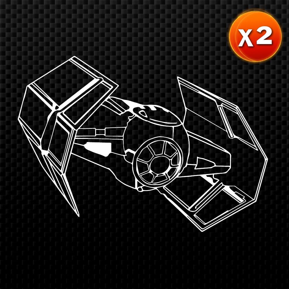 (2x) Vader's Tie Fighter Star Wars Parody Car Auto Vinyl Decal (White 6" CD-0254)