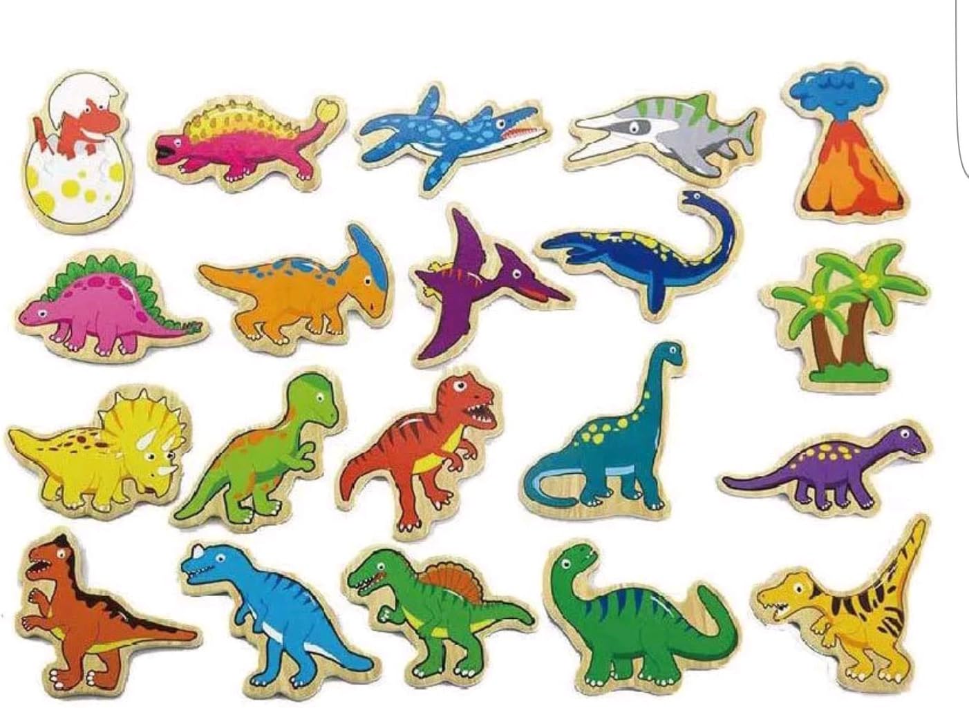 VIGA Toys - 50289 - Wooden Magnetic Dinosaurs - 20 Pieces