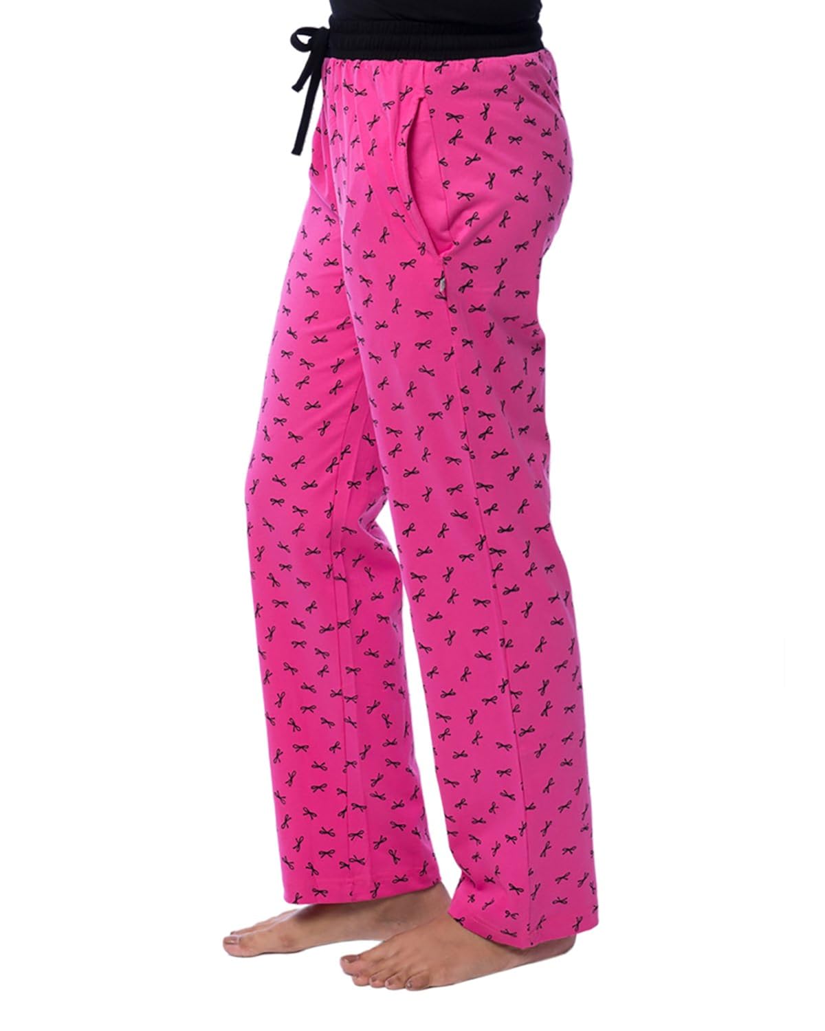 nite flite women's cute pink bow print cotton pyjamas