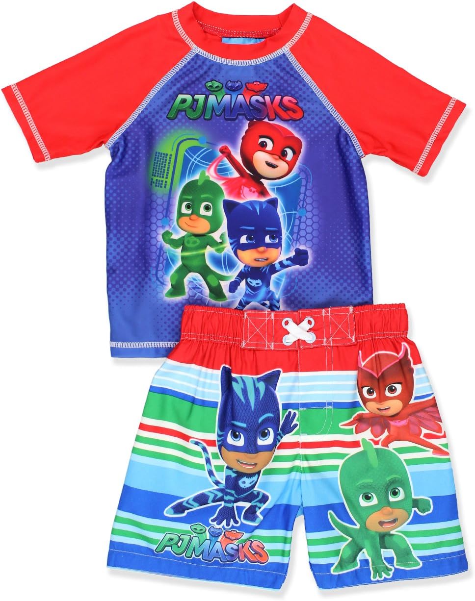 PJ Masks Boys Swim Trunks and Rash Guard Set (Toddler)