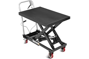 GAOMON Hydraulic Lift Table Cart, 1100 Lbs Capacity 32" Lifting Height Single Scissor Lift Table with Anti-Slip Pad & 4 Wheels for Material Handling & Transportation in Warehouse, Workshop, Black