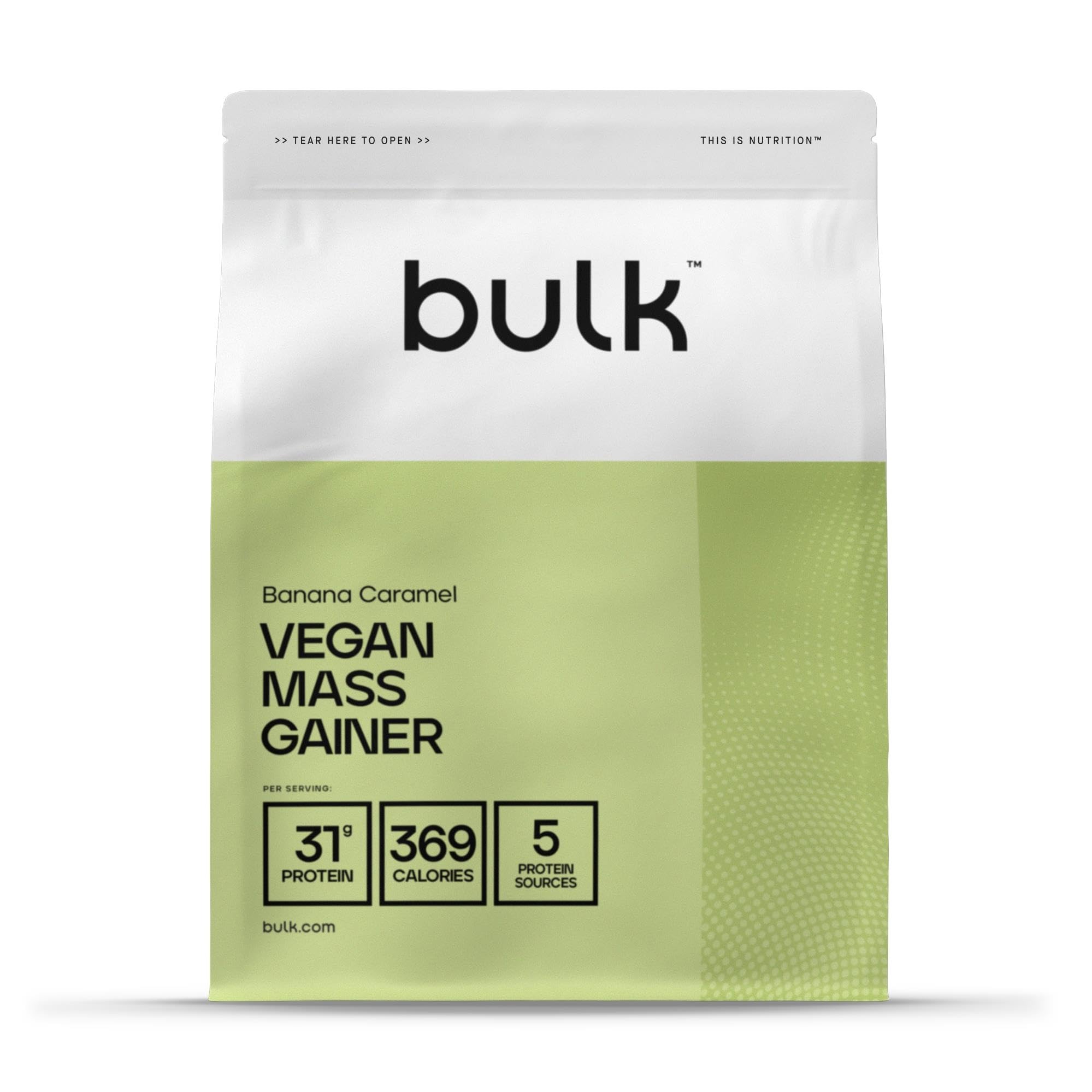 Bulk Vegan Mass Gainer, Protein Powder, Banana Caramel, 2.5 kg, Packaging May Vary
