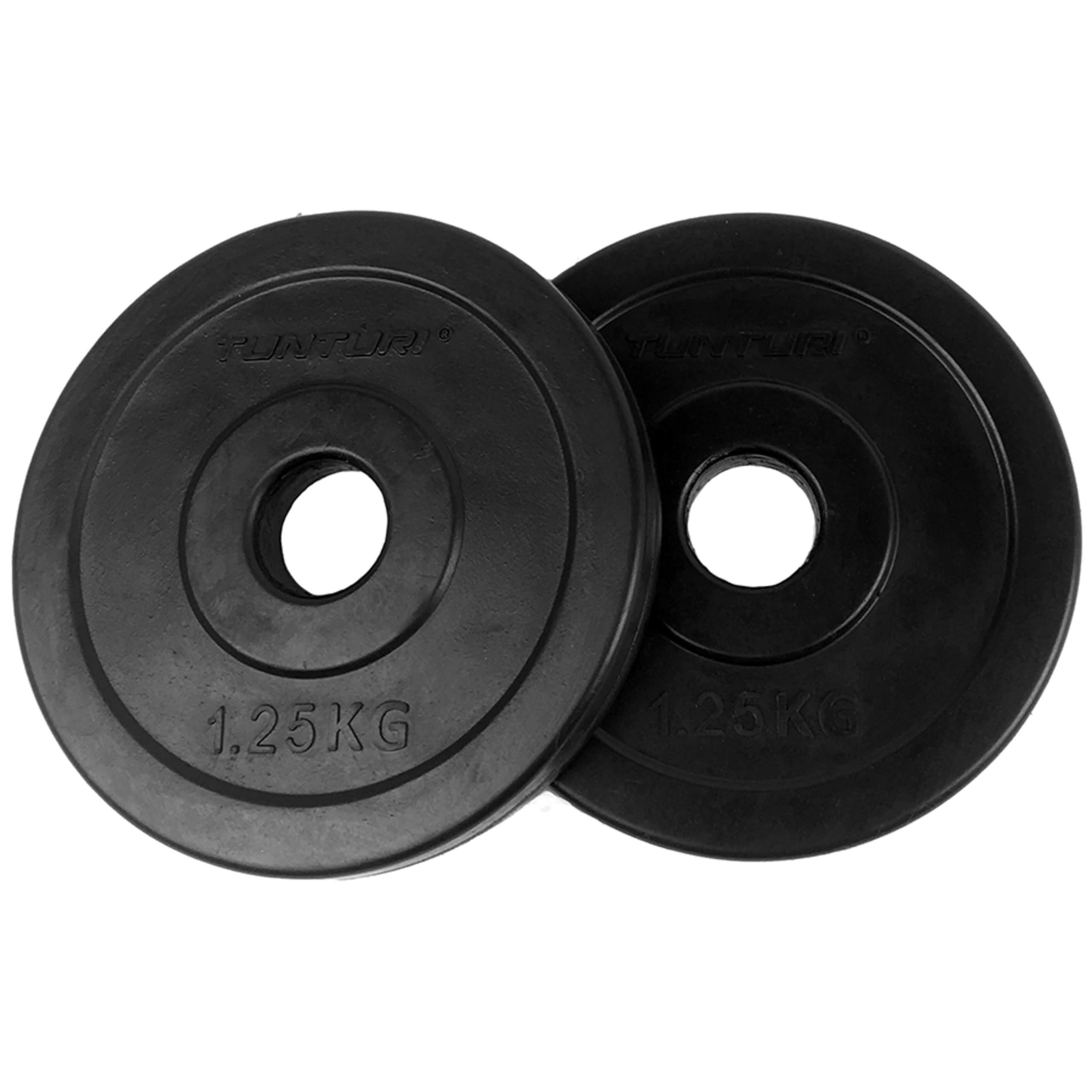 Tunturi Unisex Adult Weight plates Rubber Plates 1.25kg, Pair - Black, 1