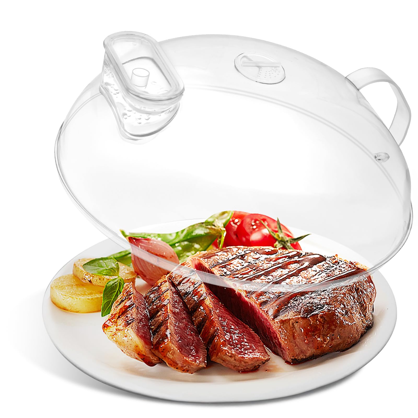 Photo 1 of *MINOR DAMAGE - USED*
WENWELL Microwave Splatter Cover for Food with Water Steamer 12 inch Clear Kitchen Integrated Handle Splatter Guard Plate Covers Microwave Lid BPA-Free, Clear Safe Plastic