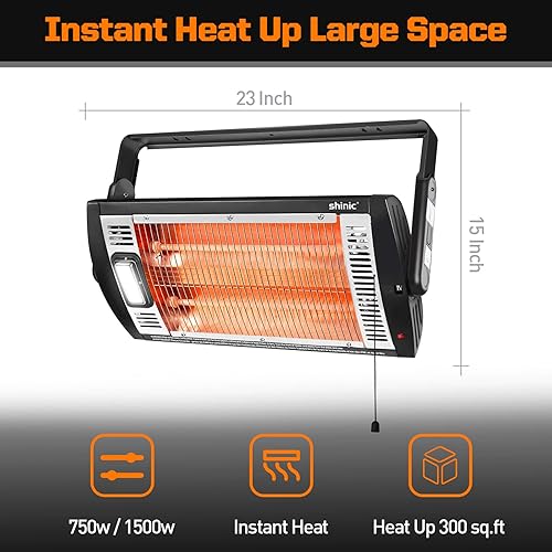 Packs -Electric Garage Heaters for Indoor Use, 1500W/750W