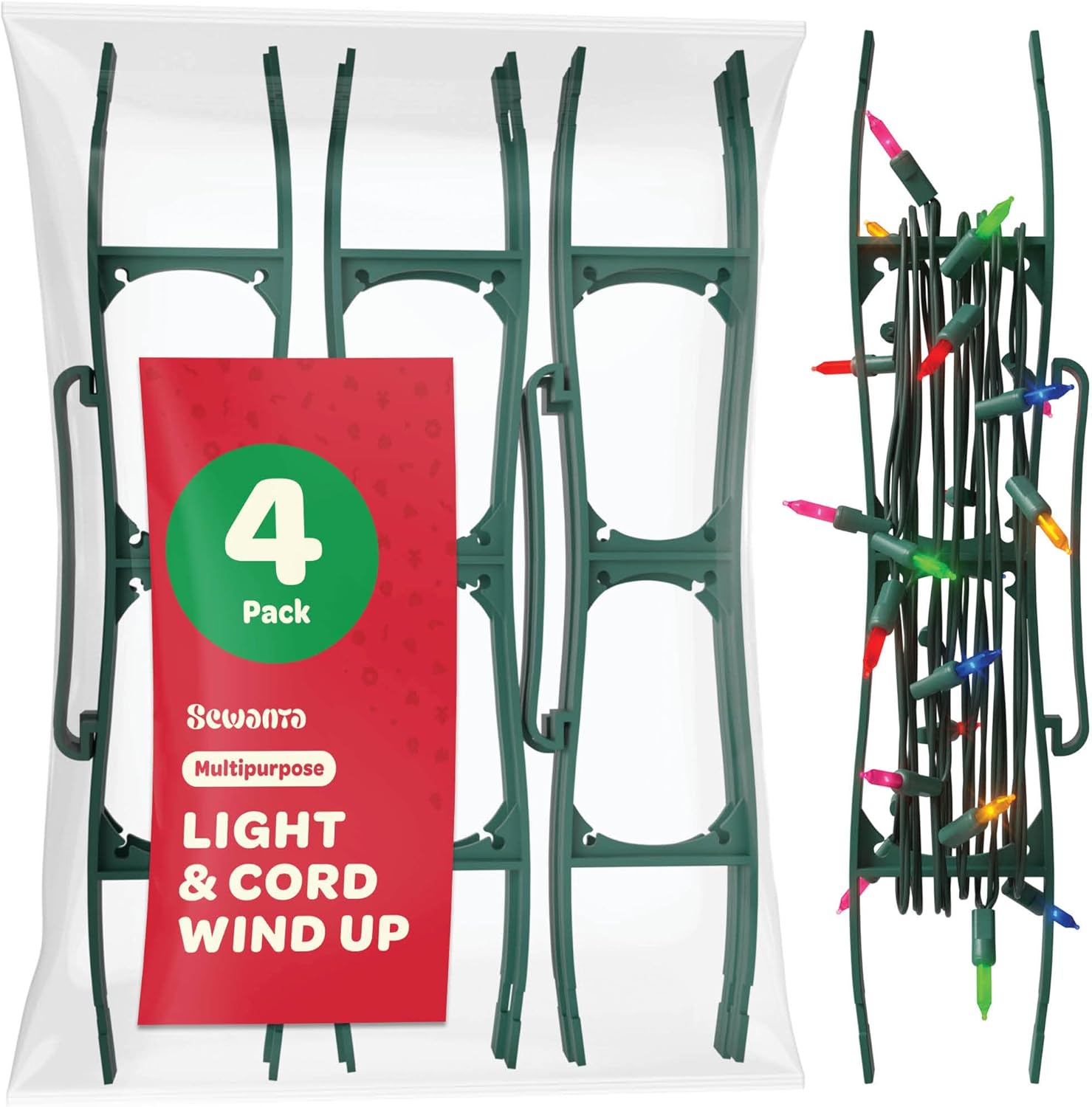 Holiday Décor Storage - Christmas Lights Storage Holder [Set of 4] All-Purpose light cord wind up - Holiday Light Storage - Christmas light organizer For Extensions cords, garland, Beads - Made In USA