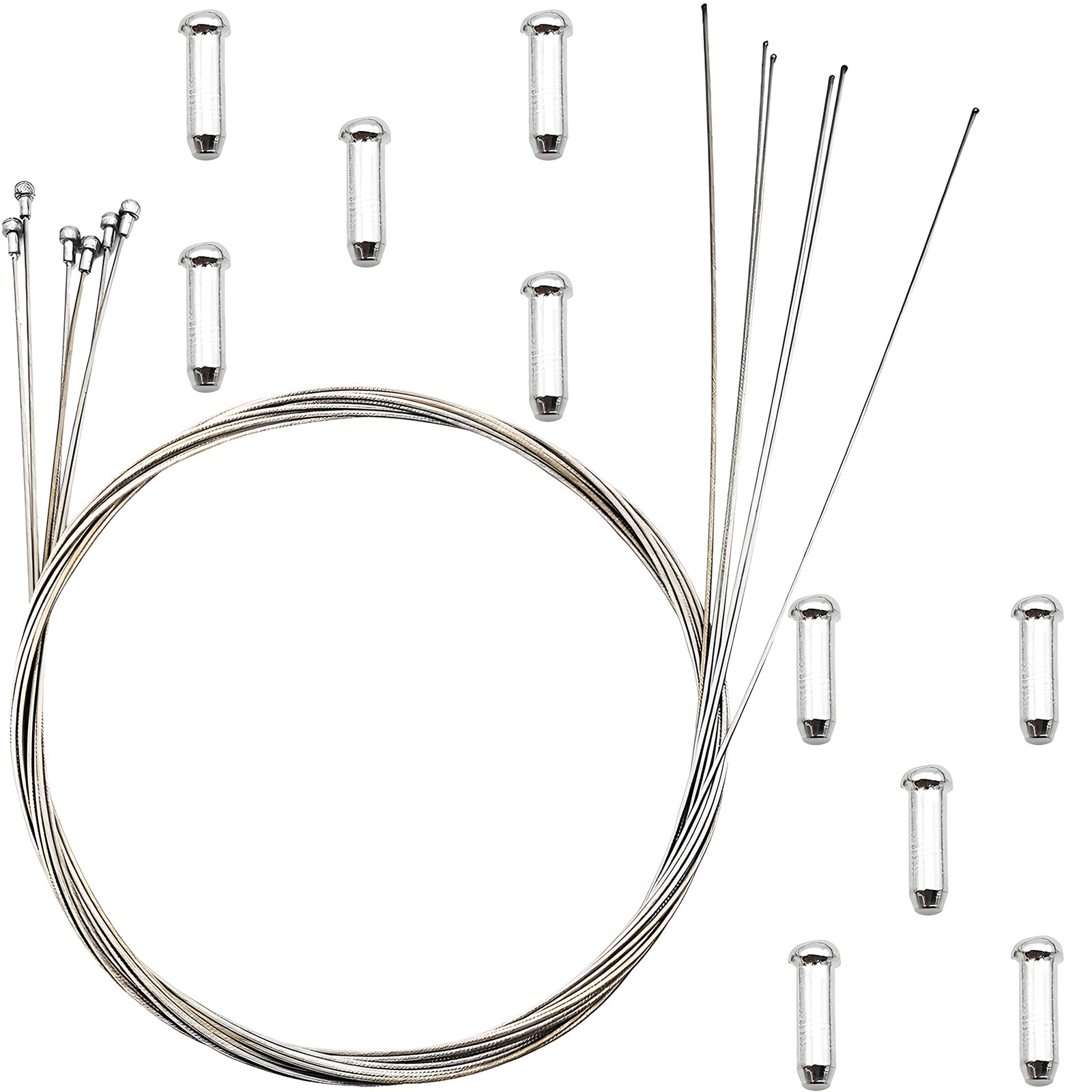 Brake Cable Road Bike, CTRICALVER 6 pcs 1.7 M Road Bike Brake Cable, with Cable End Crimps Caps (10pcs), for Road Bike