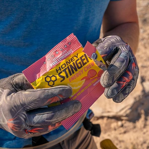 HONEY STINGER ORGANIC PINK LEMONADE ENERGY CHEW, GLUTEN FREE & CAFFEINE FREE, FOR EXERCISE, RUNNING AND PERFORMANCE, SPORTS NUTRITION FOR HOME & GYM, PRE AND MID WORKOUT, 21.6 OUNCES (PACK OF 12)