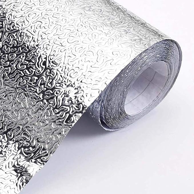 Buy Univocean Silver Foil Kitchen Wallpaper, AntiMold and Heat Resistant Kitchen Backsplash
