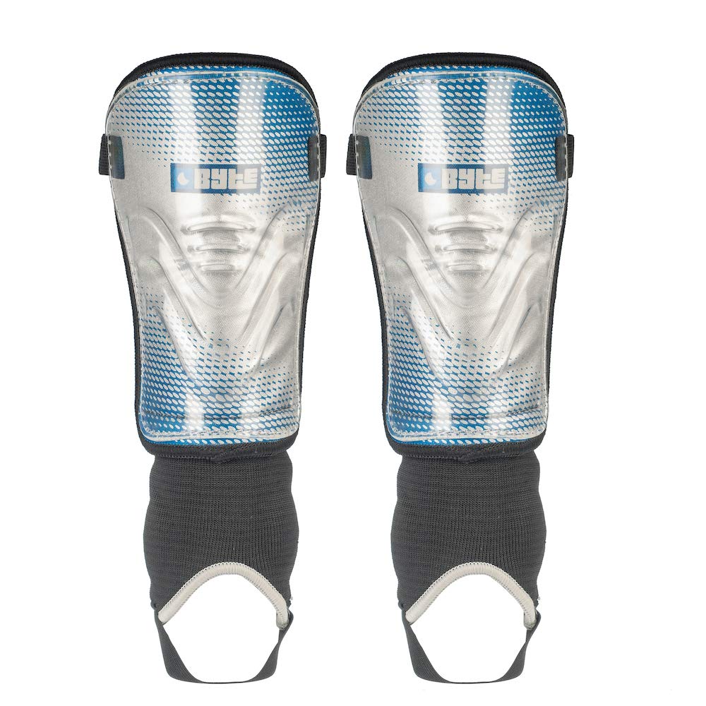 BYTE MX JUNIOR SHINGUARDS SILVER/BLUE (LARGE)