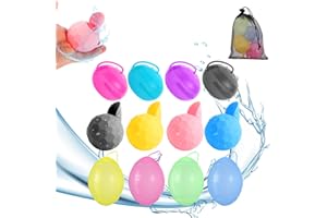 Cucue 12 Pack Reusable Water Balloons Fast Refillable for Kids Outdoor Activities, latex-free Kids Pool Beach Bath Toys, Self-Sealing Water Bomb Quick Fill for Summer Games (Style#2)