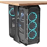 PUTORSEN Under Desk PC Mount, 7.9-13.4’’ Width Adjustable Computer Tower Stand, up to 77 lbs, with Protective Mats, for Mid/Mini-Tower Case in Office,Gaming, Laboratory and Home, Black