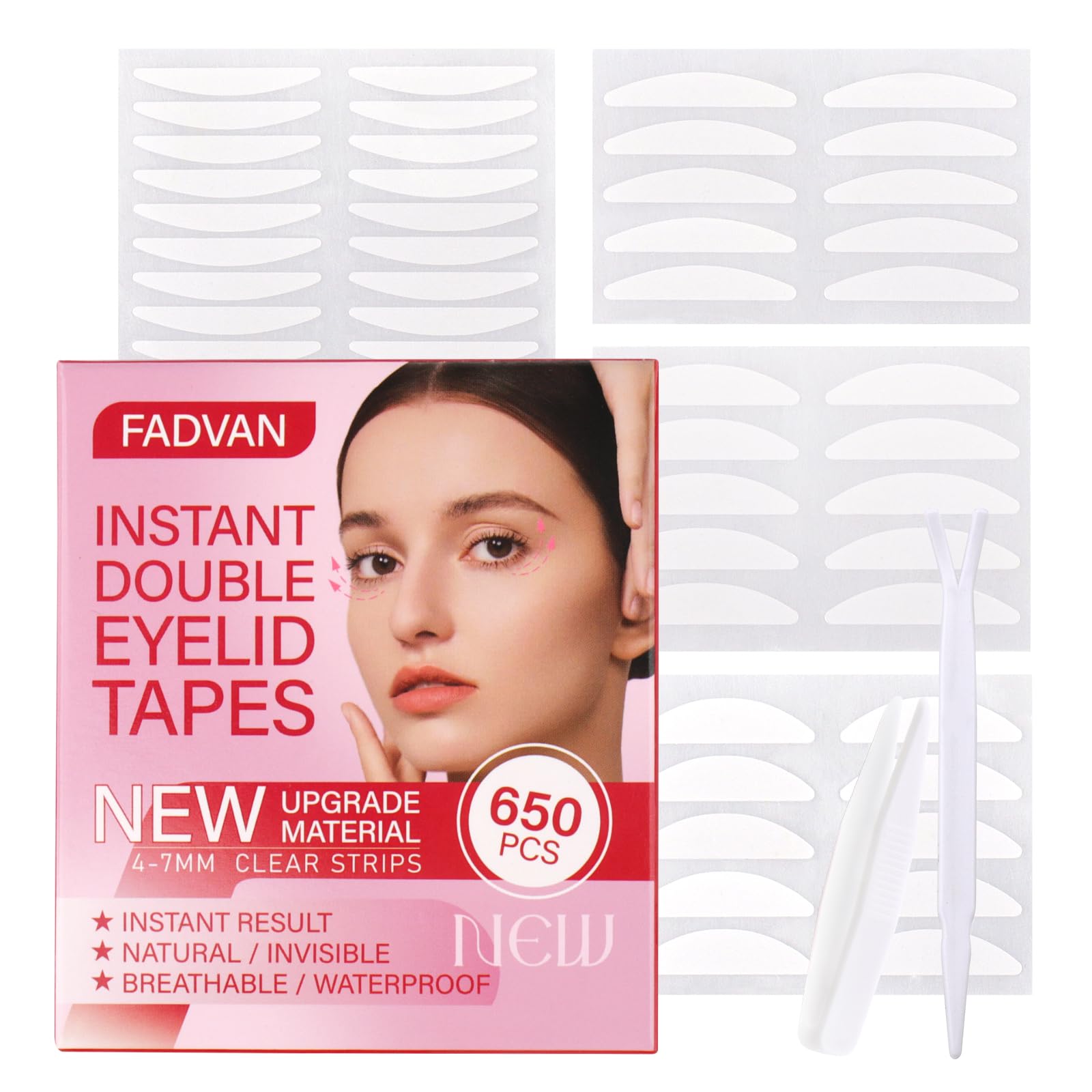 Photo 1 of FADVAN Eyelid Tape 650Pcs, Instant Invisible Eyelid Lifter Strips Ultra-Thin Breathable long-lasting Double Eyelid Tape for Hooded, Droopy, Uneven, Mono-eyelids-New upgrade.