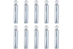 DTGN 1/4" x 2-1/4" Hex Nut Sleeve Anchors - 10Pack - Good for Concrete Dry Brick Block Walls - Carbon Steel - Silver