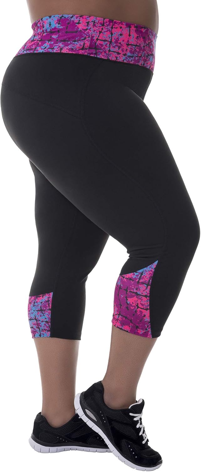 Fruit of the Loom Women's Plus Size Contouring Capri Legging, Multi