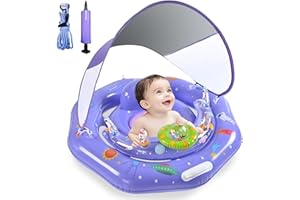 Baby Pool Float-Infant Pool Float-Baby Pool Float with Canopy UPF50+ Sun Protection-Baby Swimming Pool Floats