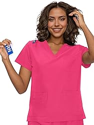 floralhue Scrub Tops for Women, Curved V-Neck Scrub