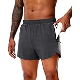 MIER Men's 3 Inch Inseam Running Shorts with Brief Liner Dry Fit Gym Athletic Workout Exercise Shorts with Zipper Pocket