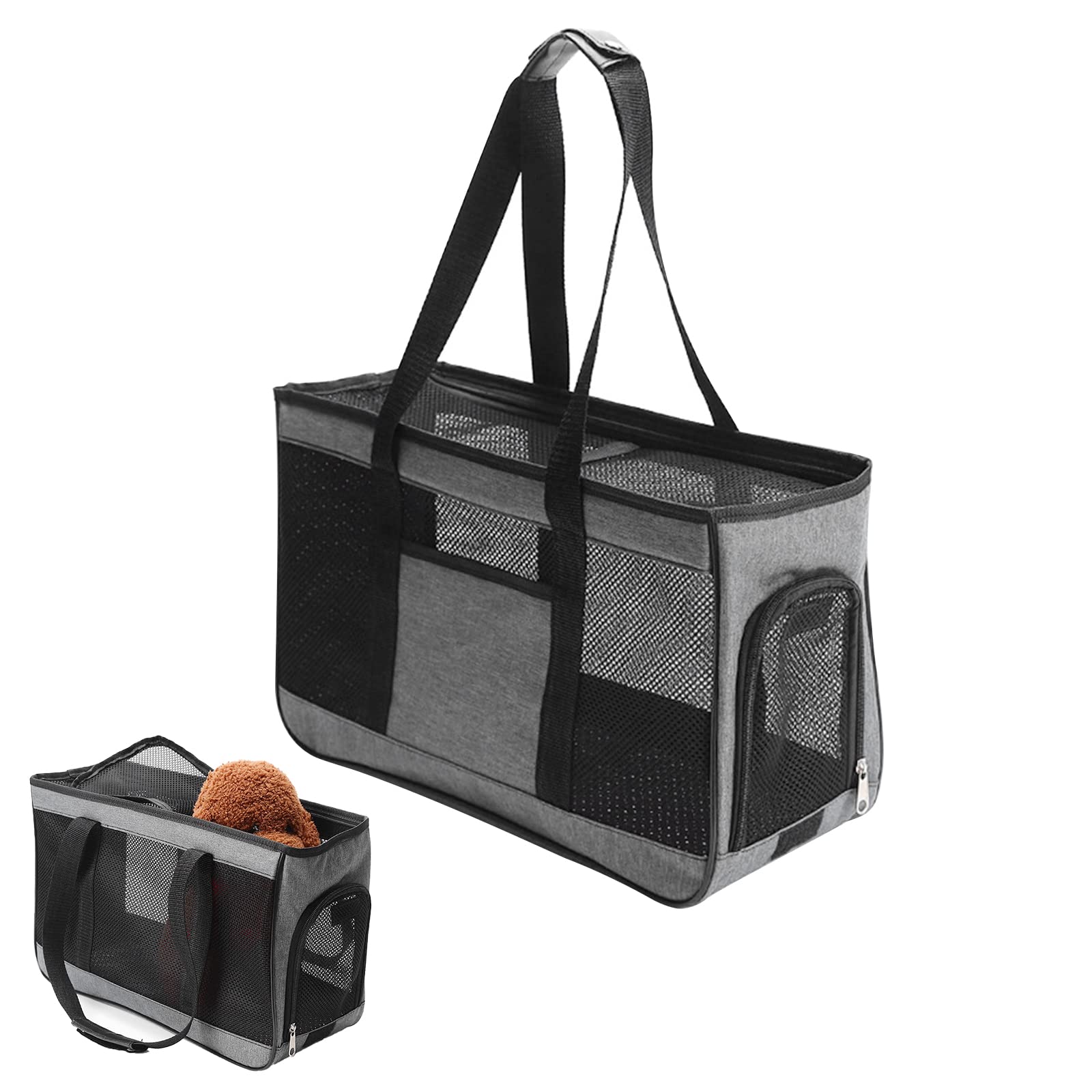 YOYIAG Large Cat Carrier Handbag: Grey Pet Carrier Cat Carrier Soft Sided Pet Travel Carrier, for Small Medium Cats Dogs, Foldable Dog Travel Bag, Airline Approved,Travel Friendly (L)