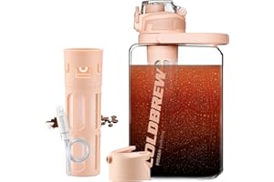 ITSLIFE Cold Brew Coffee Maker, 68oz Iced Coffee Tritan Pitcher with Filter, 2 Pour Spout Lids for Ice Coffee Tea, Airtight & Leak-Proof Coffee Barrel(Pink)