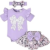 Baby Girl Clothes Summer Outfits Newborn Ruffle Sleeve Romper Infant Flower Shorts Set with Headband 0-18 Months