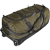 Bagenerous 110L/140L Expandable Soft-Sided Foldable Duffle Bag with 2 Rubber Wheels,Packable 32” Rolling Carry-On with Multi-Pockets & Compartments,Army Green