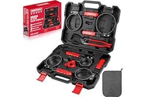 SEDY 10-Piece Oil Filter Wrench Set 2-3/8"to 4-3/4", 12-Inch Adjustable Oil Filter Plier, Universal 3-Jaw Oil Filter Wrench, 1/2"Quick Release Ratchet Handle, 1/2"-3/8" Adapter, Towel in Storage Case