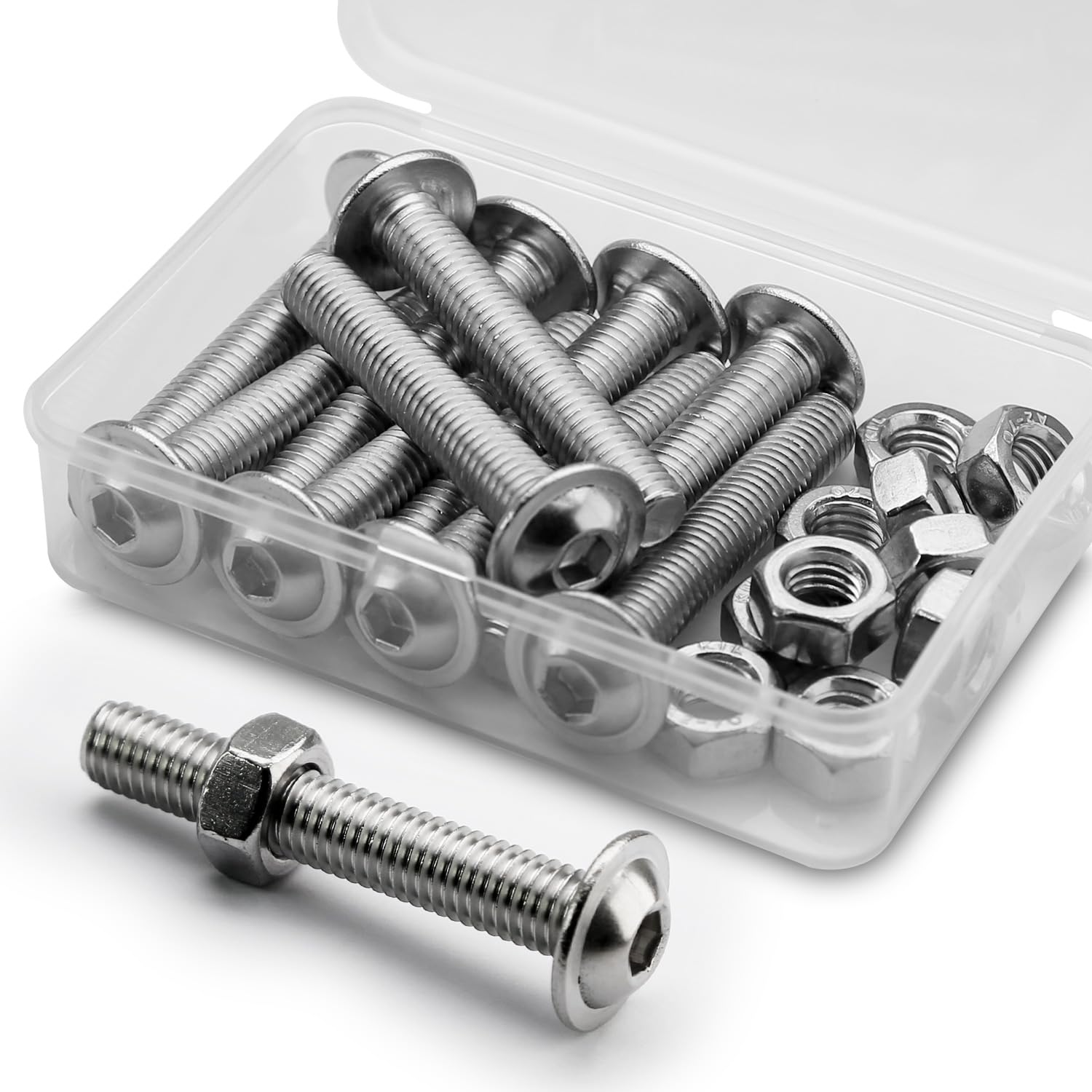 (10 pcs) M8 x 40mm Hex Socket Screws with Flange and Nuts Set 304 Stainless Steel Pan Head Screws โ image 1